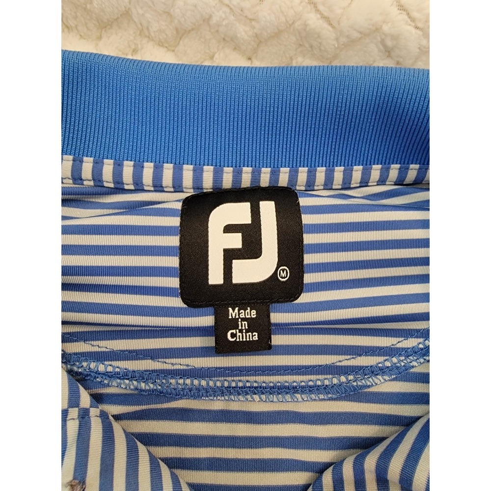 FootJoy 2 Color Blue Gray Stripe Polo Sz Medium Golf Casual